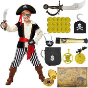 Costume pirata 5 pezzi - Costume pirata per bambino - Costumes da teatro - Accessori pirata 28 pezzi - Costume da teatro - Festa di Halloween/Festa di compleanno del bambino