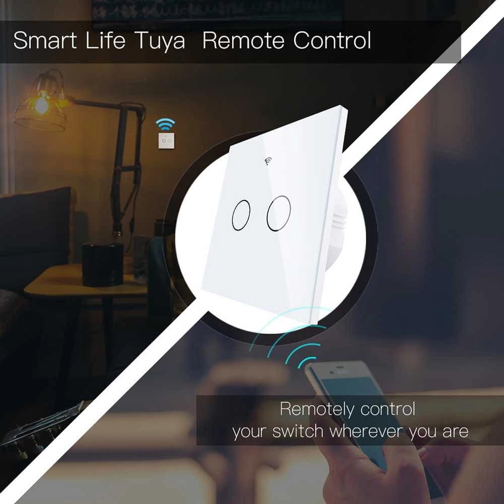 Interruttore Da Parete Touch 2 Tasti, WIFI 2.4G Matter, TUYA, Smart Life,Apple Home, Google Home, Alexa, SmartThings, 10A, AC 90-250V, 50/60HZ, 86X86X30mm, IP20, Bianco