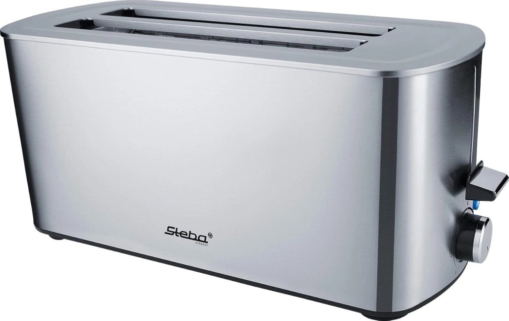 Steba TO 21 INOX Tostapane a Doppia Fessura Lunga 4 Fette 1400 W 7 Livelli di Doratura Regolabili Funzioni Tostatura Scongelamento Riscaldamento Stop Colore Acciaio Inox