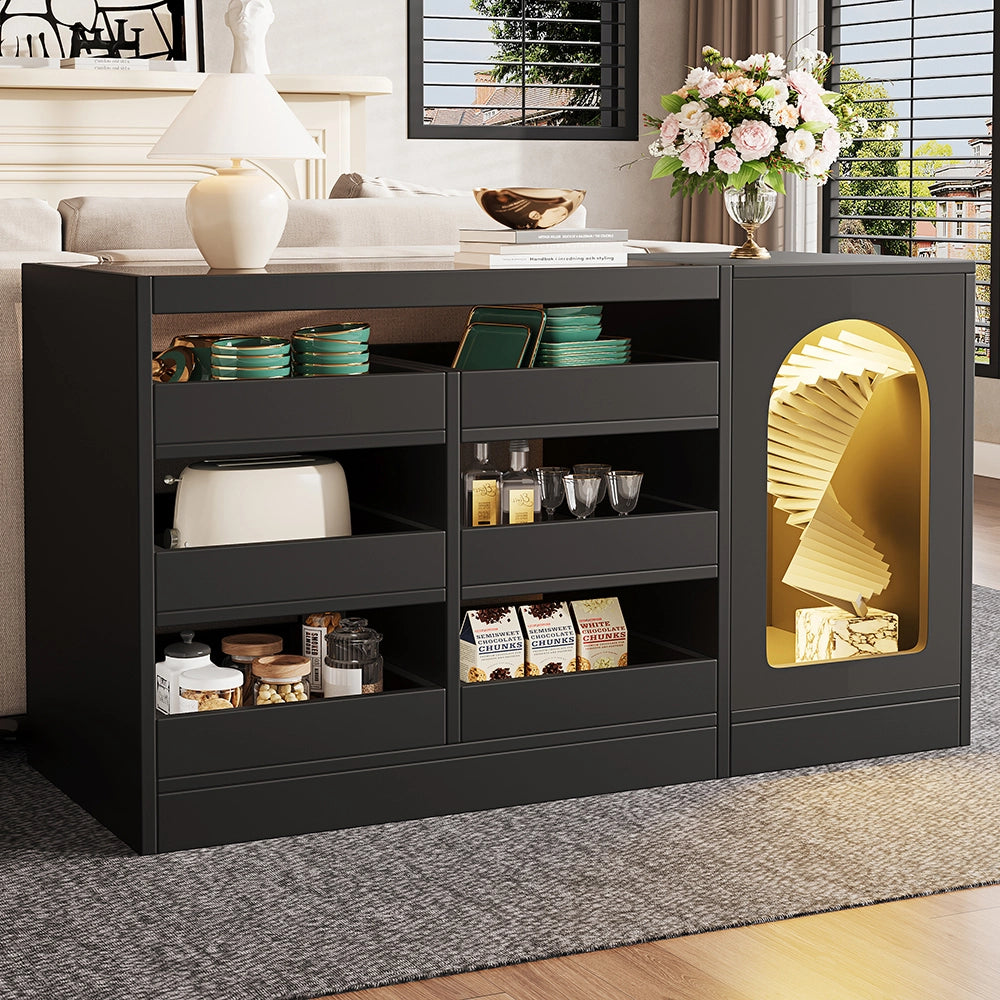 Com?? - Xylo - 6 cassetti LED nero 40x120x77.5cm moderno