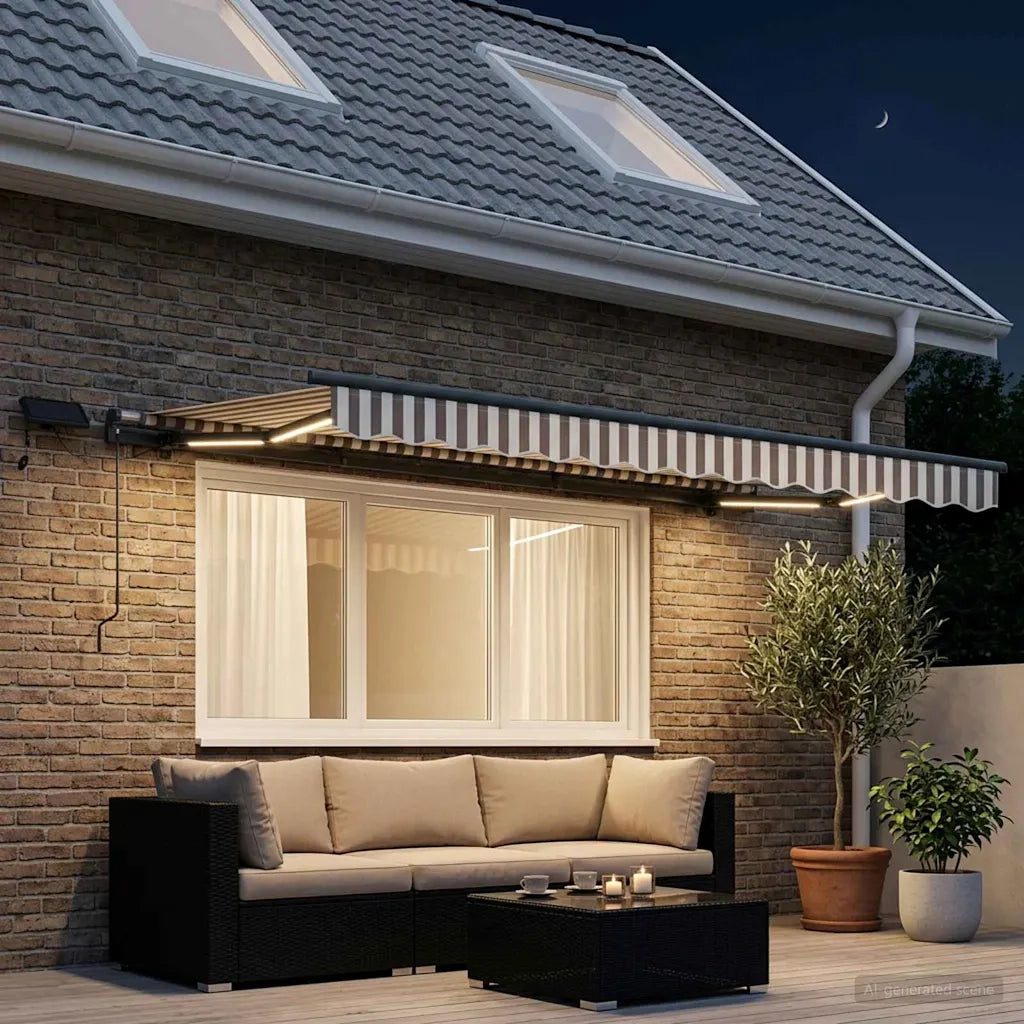 Tenda retrattile Grigio chiaro e bianco 350 x 250 cm 3425943