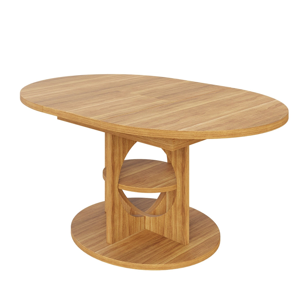 Tavolo da pranzo allungabile 110/150x110x76 cm con vano portaoggetti in MDF naturale