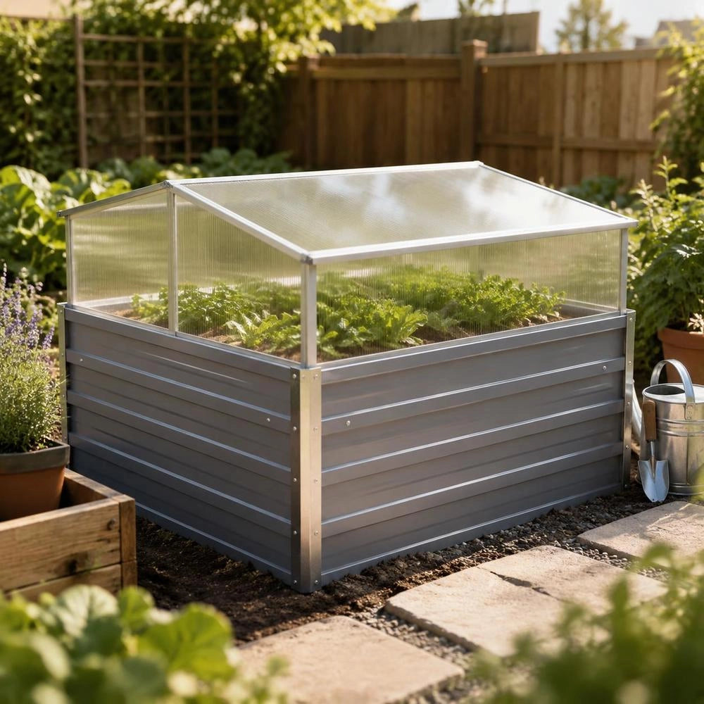 Greenhouse Grey Galvanized Steel 100x100x85 Cm