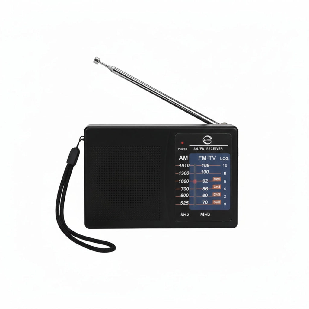 RADIO PORTATILE FM AM DUE BANDE BIANCA ANTENNA TELESCOPICA 35 CM AUX AS-07103