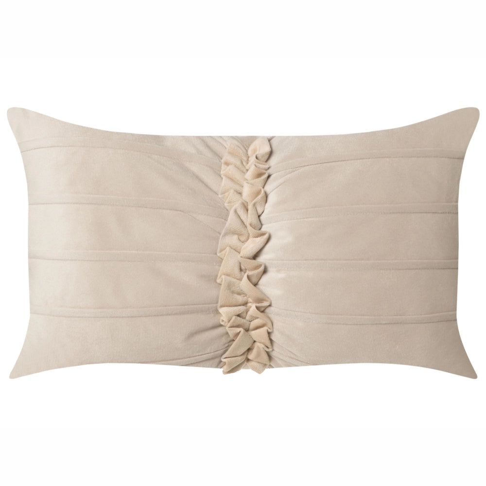 Set di 2 cuscini decorativi in velluto beige chiaro con motivo a fiocco 50 x 30 cm Accessorio decorativo