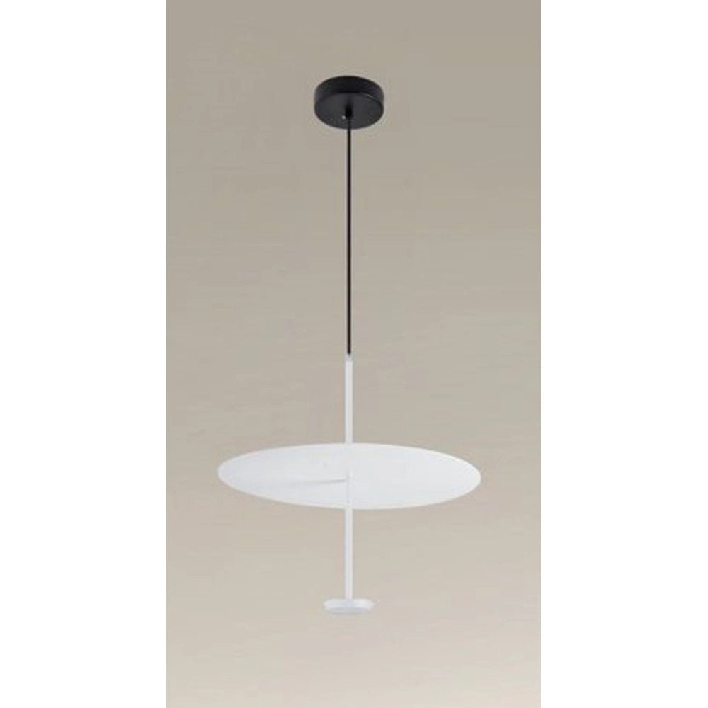 Trade Shop - Lampadario A Sospensione Luce 6500k Led 18w Disco Paralume Piatto Bianco Rotondo 33160 -