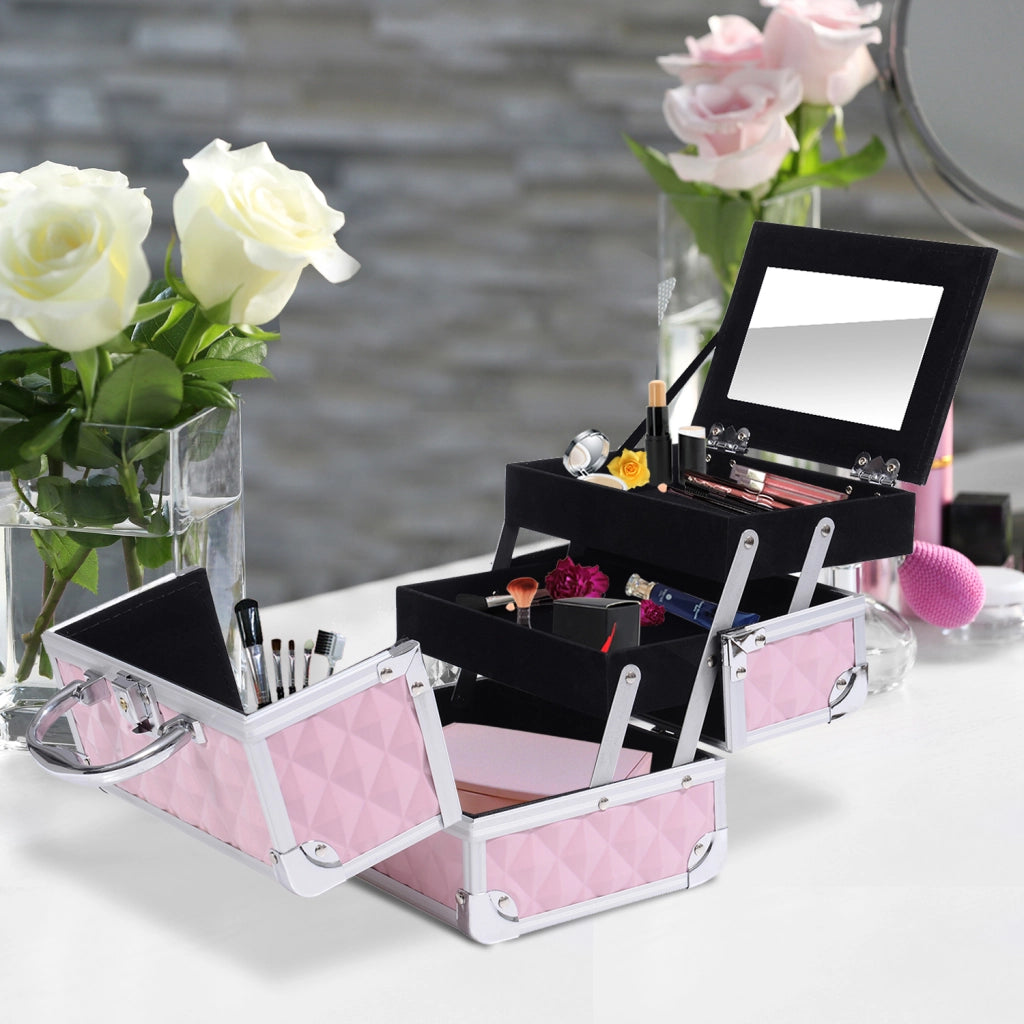 Portacosmetici professionale con specchio ¨C zephmum ¨C 20x15x15cm alluminio