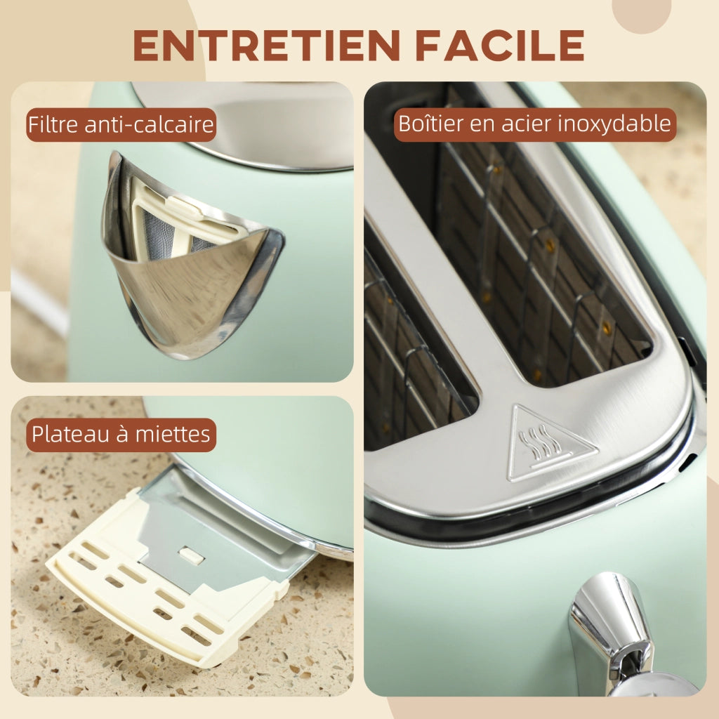 Bollitore e tostapane ¨C zephmum ¨C verde, acciaio inox, 1.7L 2200W