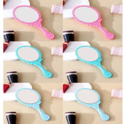 Specchio da mano portatile - Specchio da mano con manico - Specchio da viaggio - Specchio cosmetico - Set da 6 - Adatto per uso domestico e campeggio