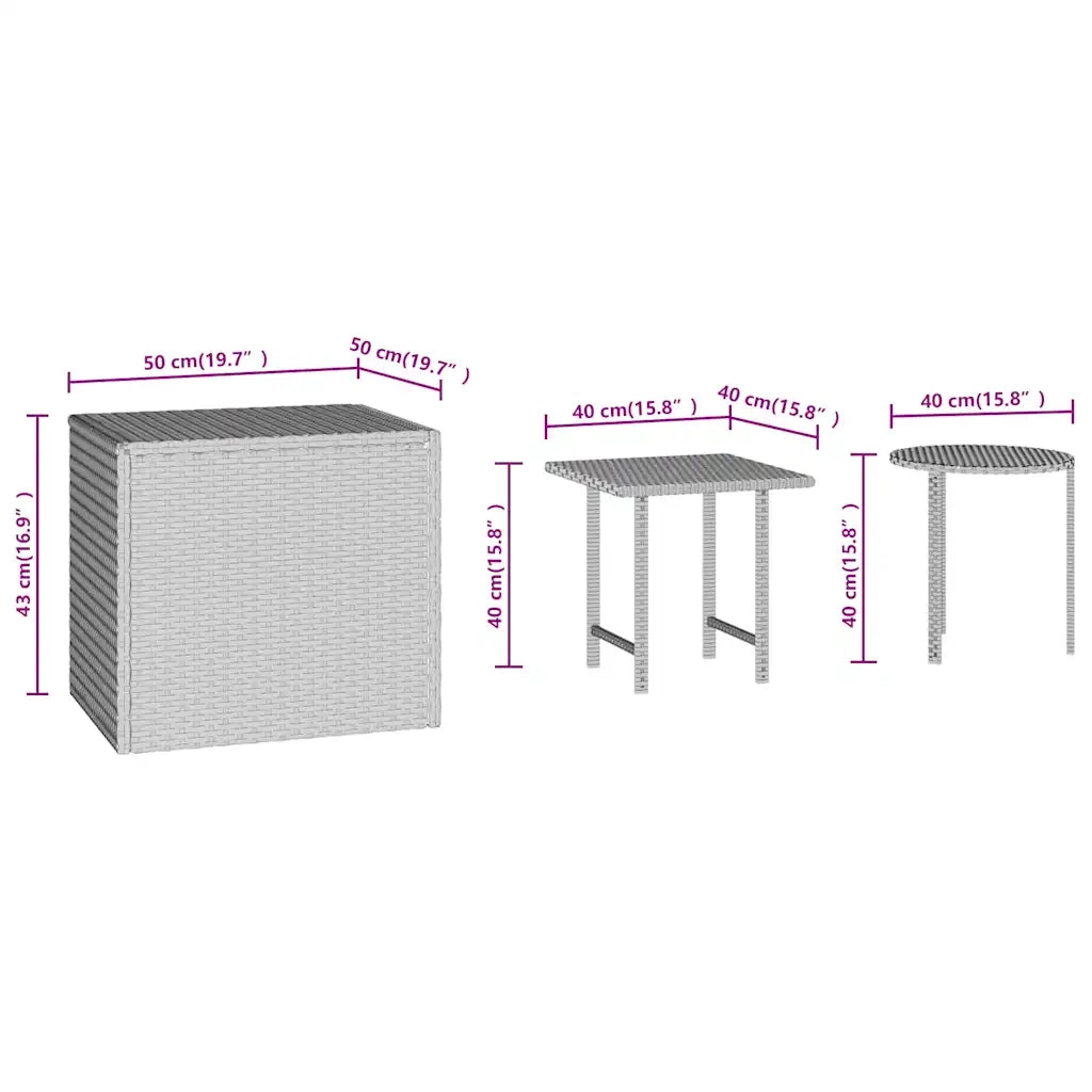 Tavolini 3 pz | Tavolo laterale Neri in Polyrattan