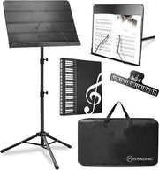 Standarizzazione musicale e libraria 2 in 1 pieghevole con borsa da trasporto e supporto musicale (nero)