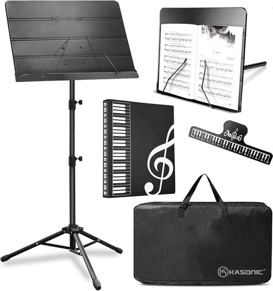 Standarizzazione musicale e libraria 2 in 1 pieghevole con borsa da trasporto e supporto musicale (nero)