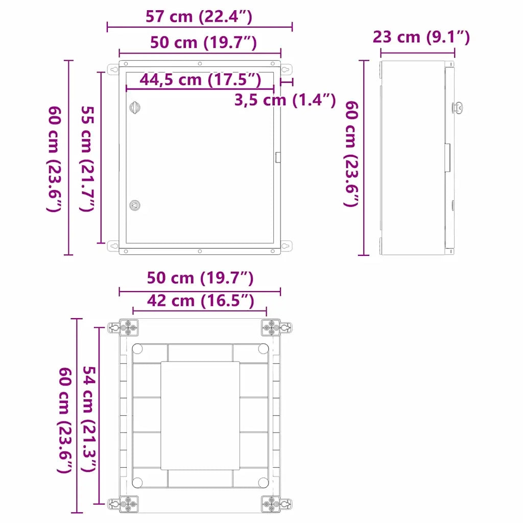 Armadio di Controllo Grigio 57 x 23 x 60 cm Plastica ABS CFW2525544