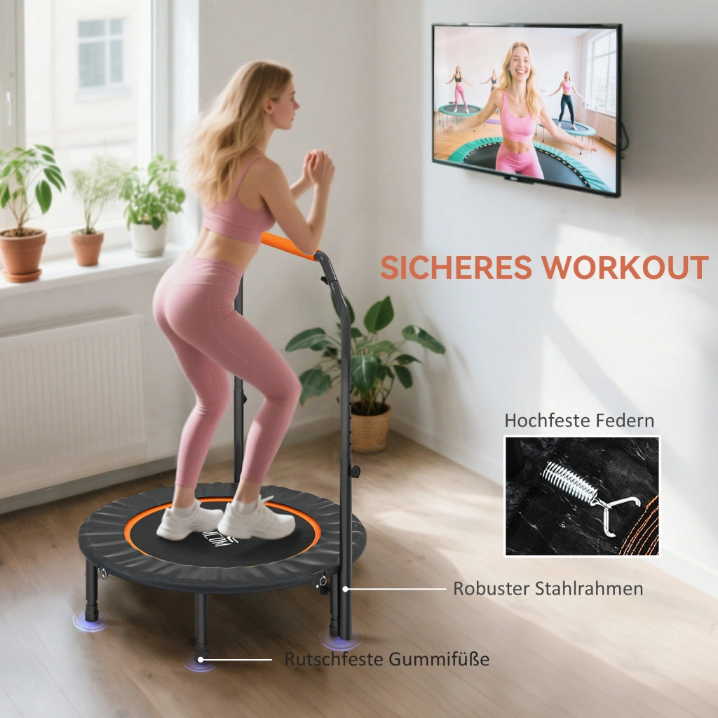 Trampolino Fitness Pieghevole ¨C Xylo ¨C Maniglia Regolabile, ?102x123H cm, 150kg, Nero