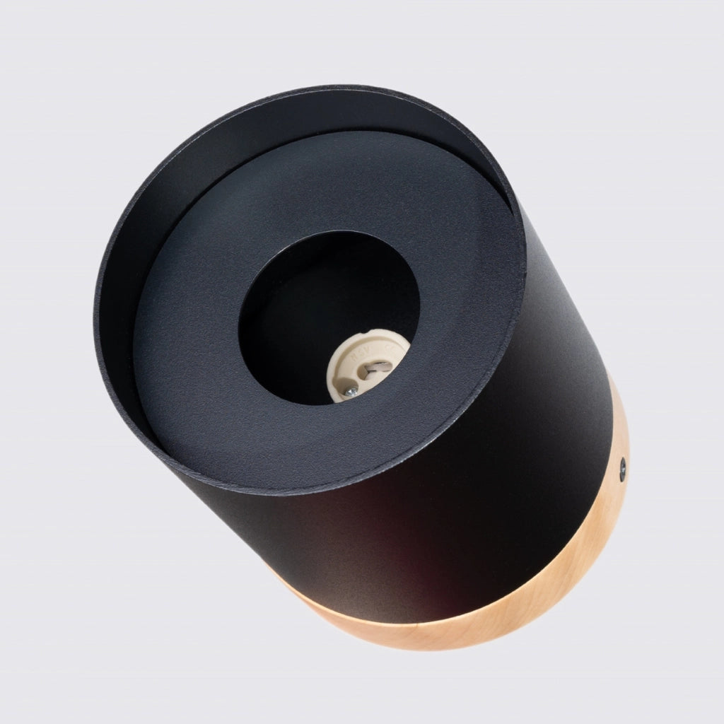 Spot soffitto BARREN nero/legno Ø12 GU10 Pure Lume
