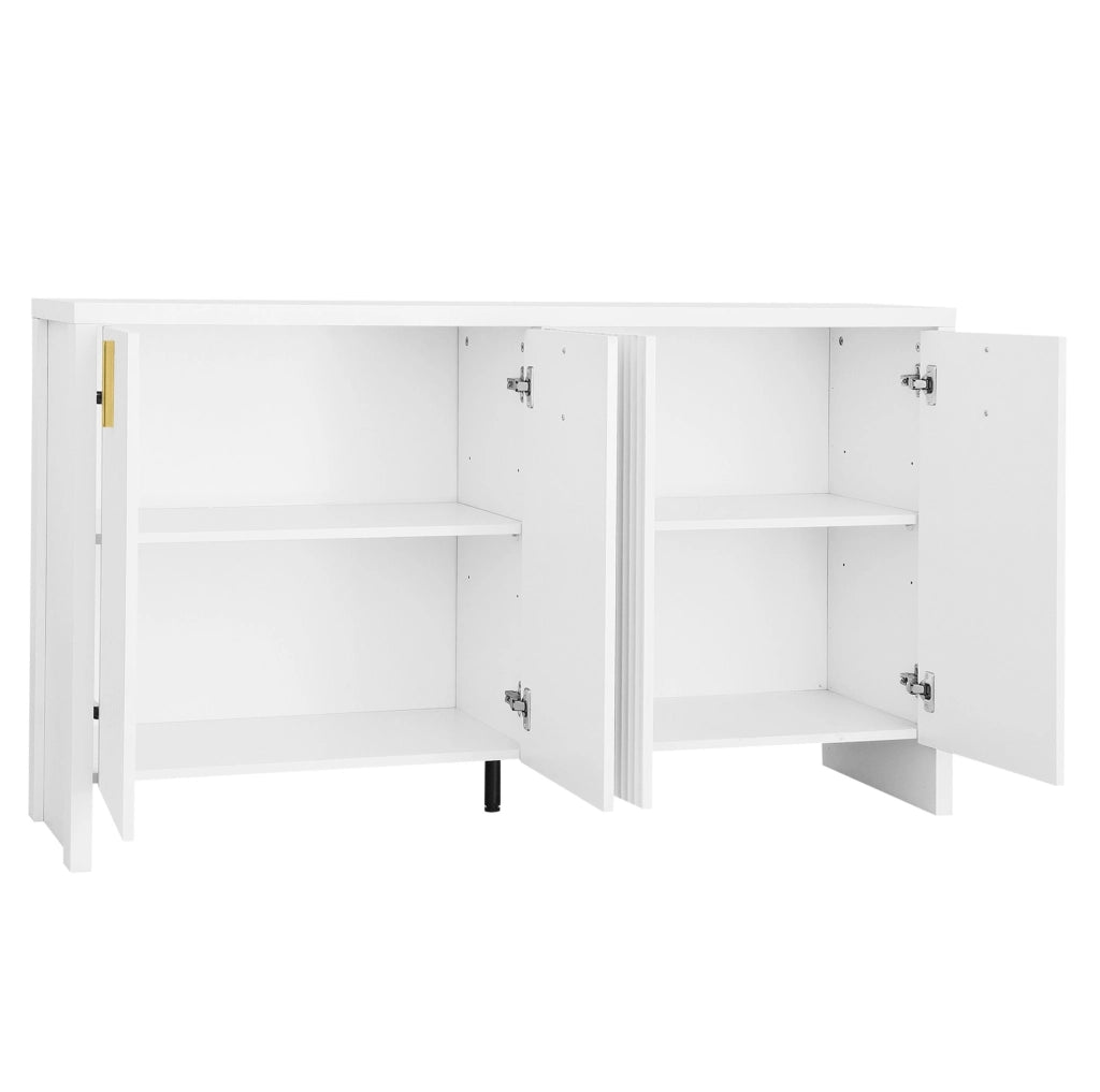 Sideboard bianco 140 cm con 4 ante e ripiani regolabili