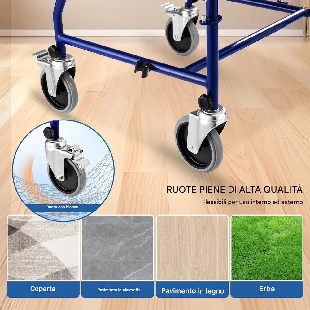 Sedia a Rotelle con Poggiapiedi e Wc Estraibile con Coperchio Anziani e Disabili