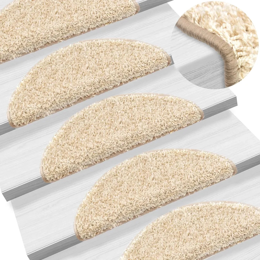 Tappetini per scale 15 pz | Gradini per Scale 56x17x3 cm Crema Semicircolari