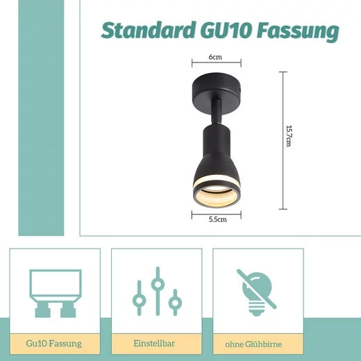 ZMH Faretto da soffitto moderni 1 fiamma GU10 metallo per portico cucina ufficio