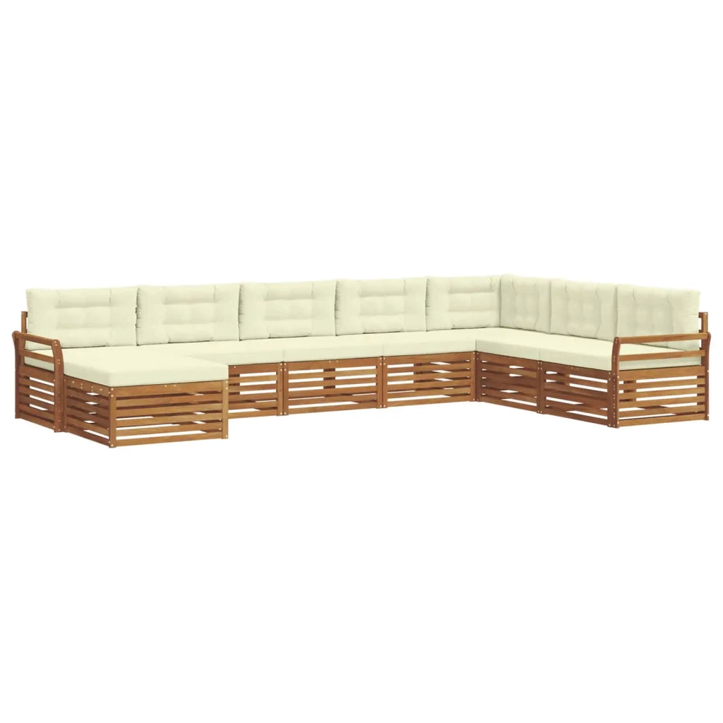Set di divani da esterno con cuscino 8 pcs Naturale e Crema