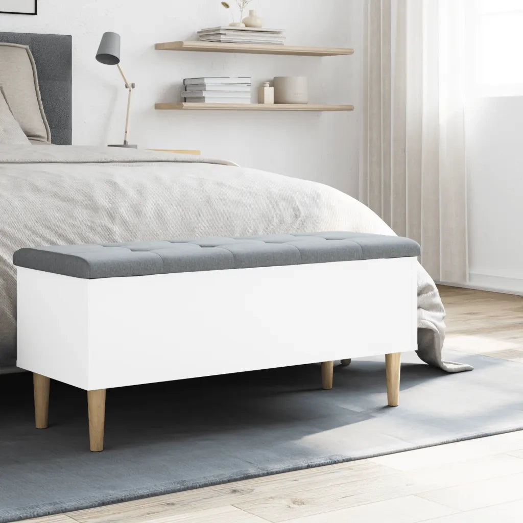 Panca Portaoggetti Bianca 102x42x46 cm in Legno Multistrato 835082
