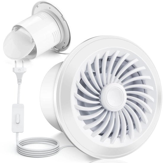 Ventilatore per bagno 100 mm - Ventilatore di scarico con Naloop e valvola di ritorno per cucina, soffitta e garage