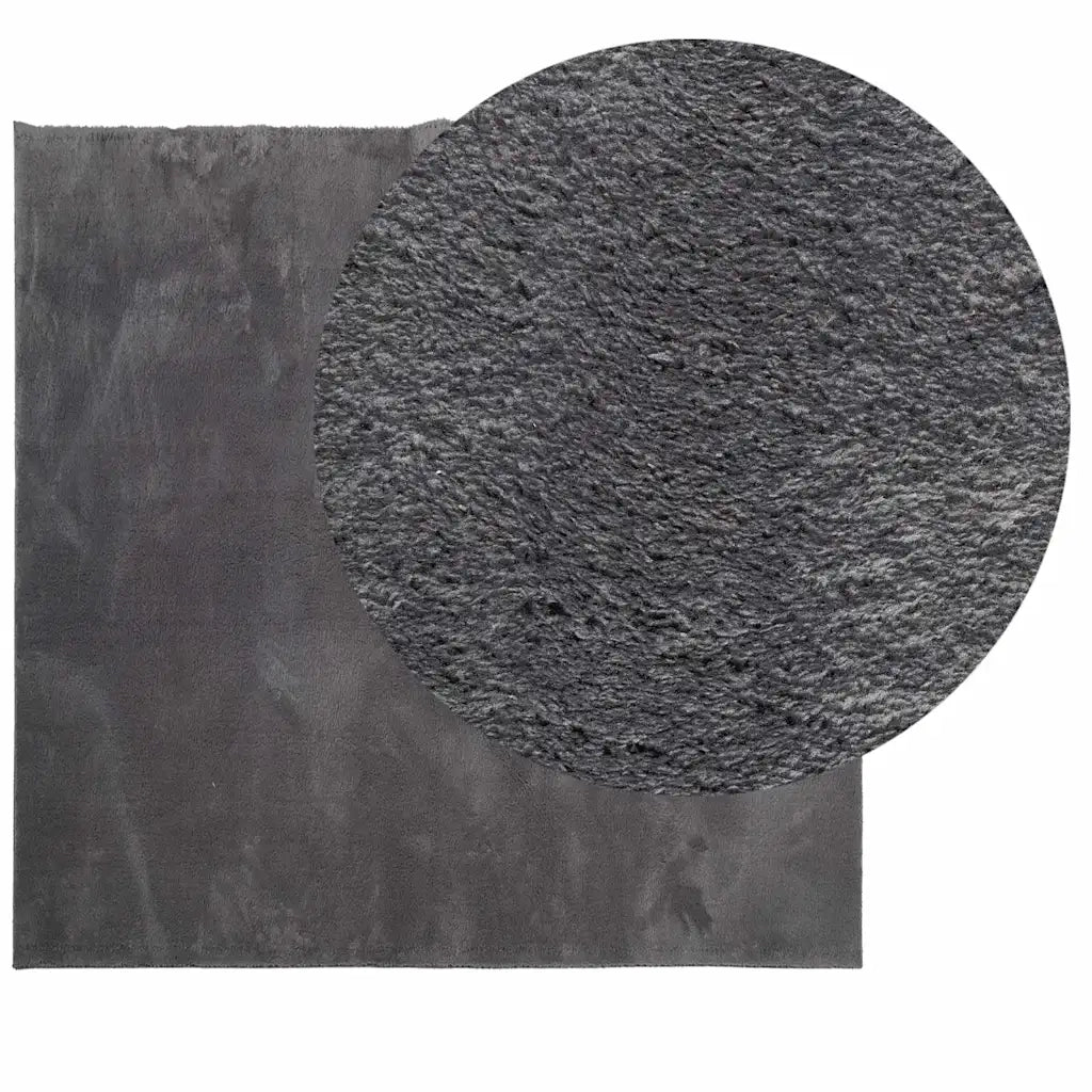 Tappeto Pelo Corto HUARTE Morbido Lavabile Antracite 240x240 cm 375006