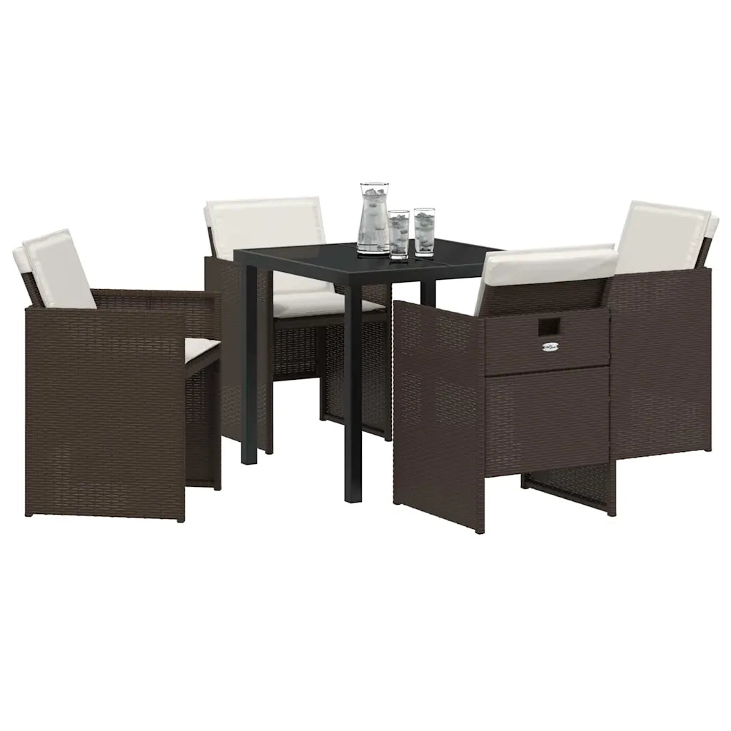 Set da Pranzo per Giardino 5 pcs Marrone polyrattan