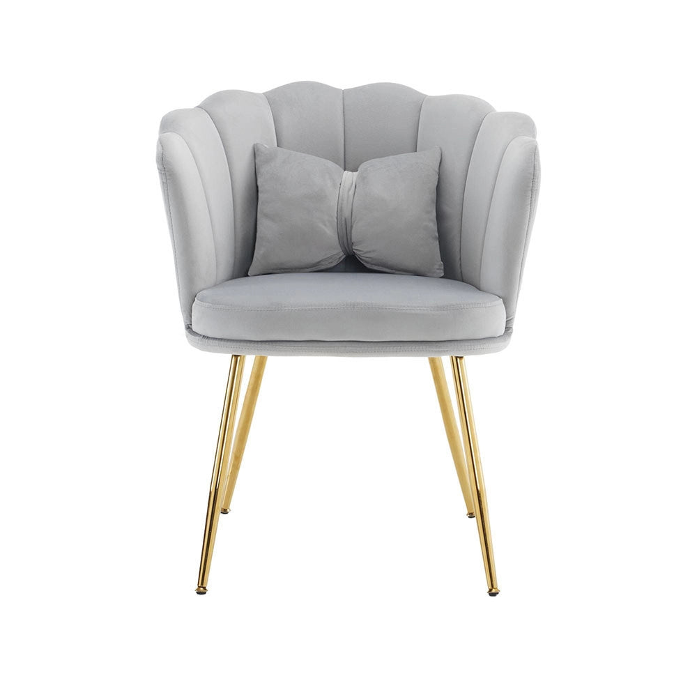 Set di 2 poltrone moderne in velluto - Xylo - Schienale a forma di petalo, piedi in metallo dorato, cuscini farfalla