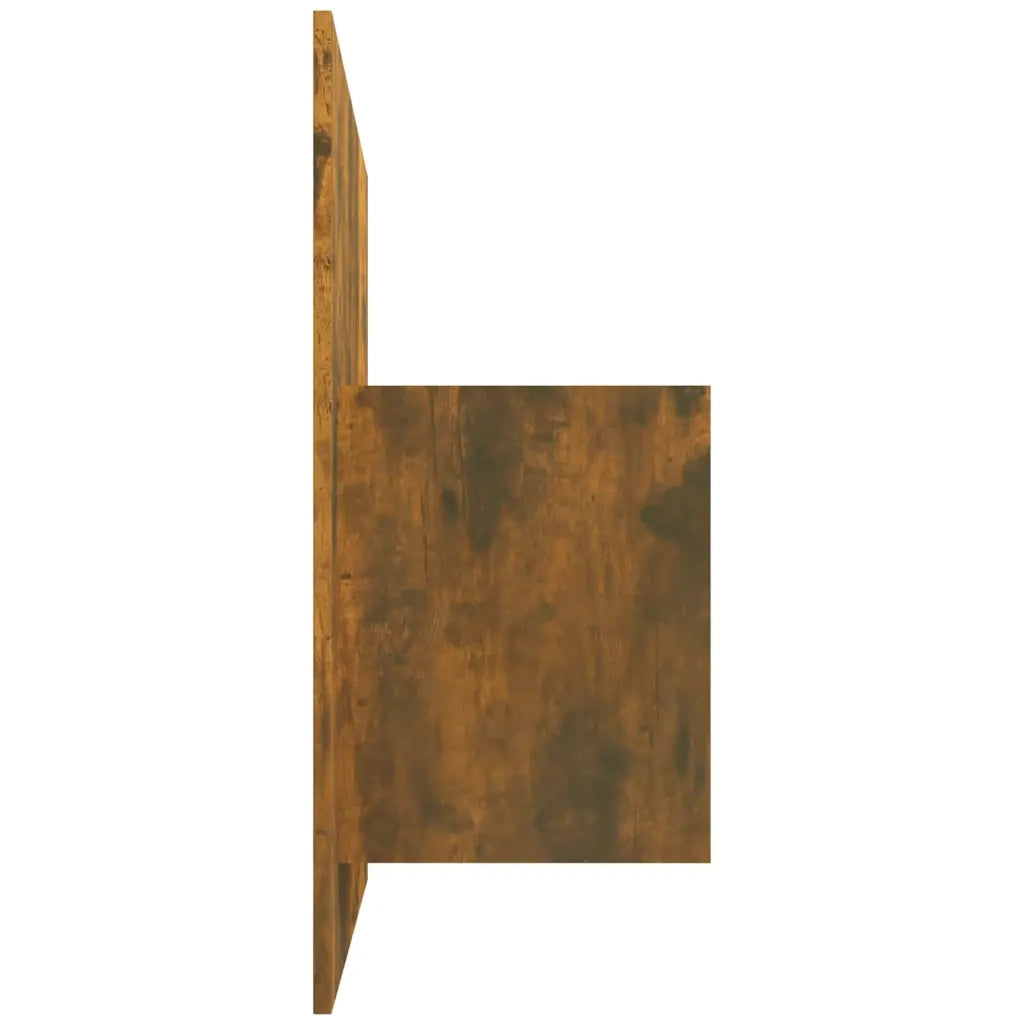 Testiera Letto con Comodini-Testiera con Contenitore in Legno Multistrato Rovere Fumo 963028