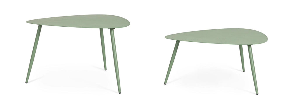Set 2 Pezzi Tavolini per Esterno in Acciaio Verniciato Yvonne Sagom Verde Salvia