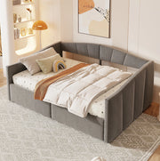 Divano letto 140x200 cm con contenitore; rete a doghe in velluto grigio