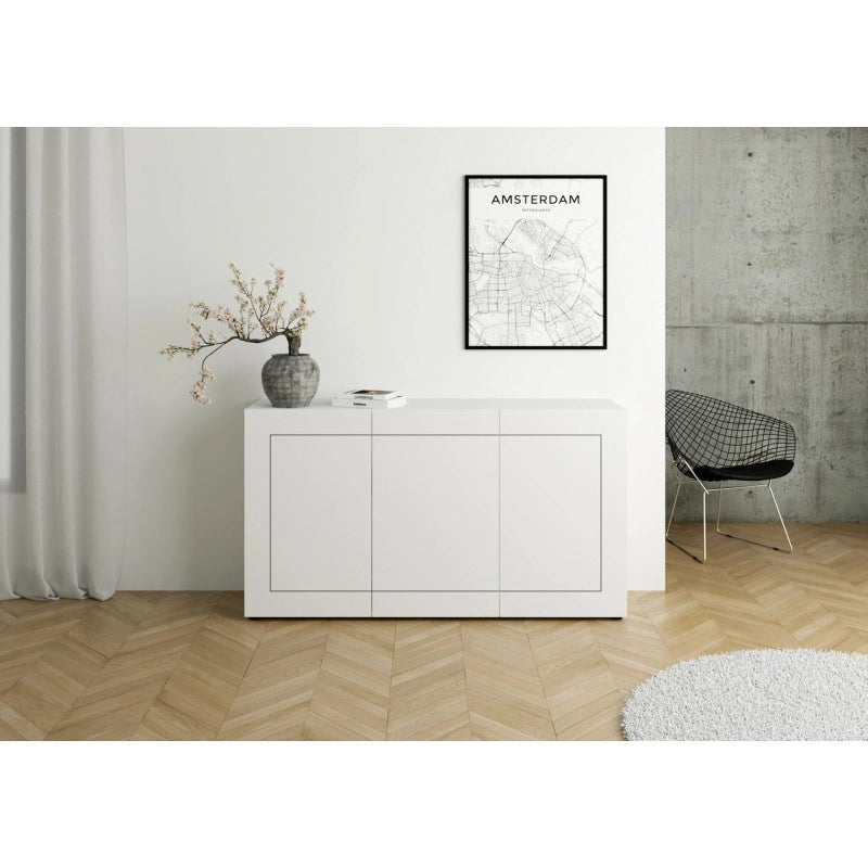 Madia moderna 3 ante 150x40x83,5 cm Elios - Bianco Lucido