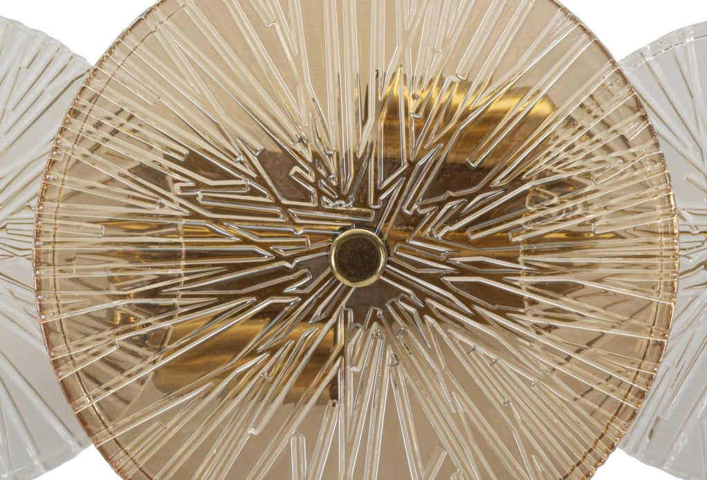 Lampada da Muro Osaka 42x8x20 cm in Ferro e Vetro Oro e Marrone e Trasparente