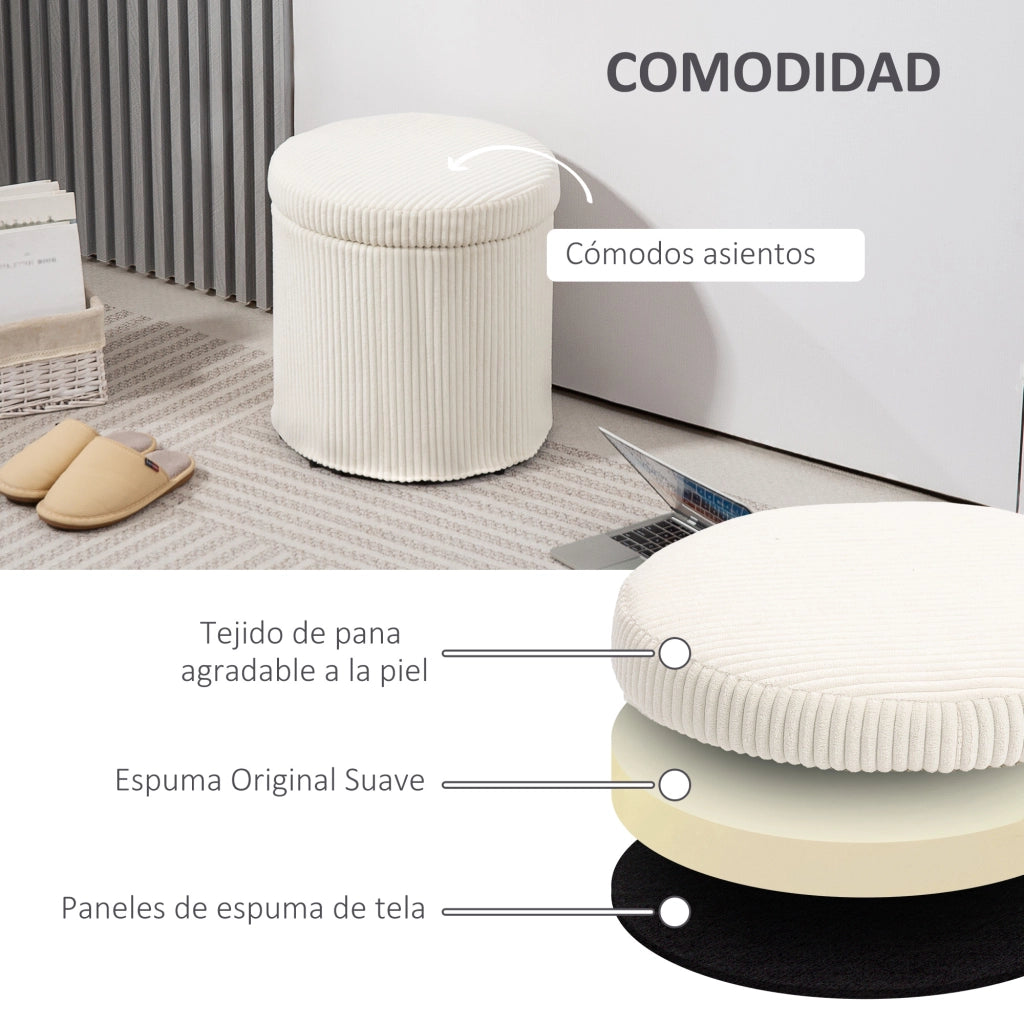 Pouf rotondo imbottito in velluto con struttura in metallo ¨C Zephmum ¨C Beige ?40x41 cm