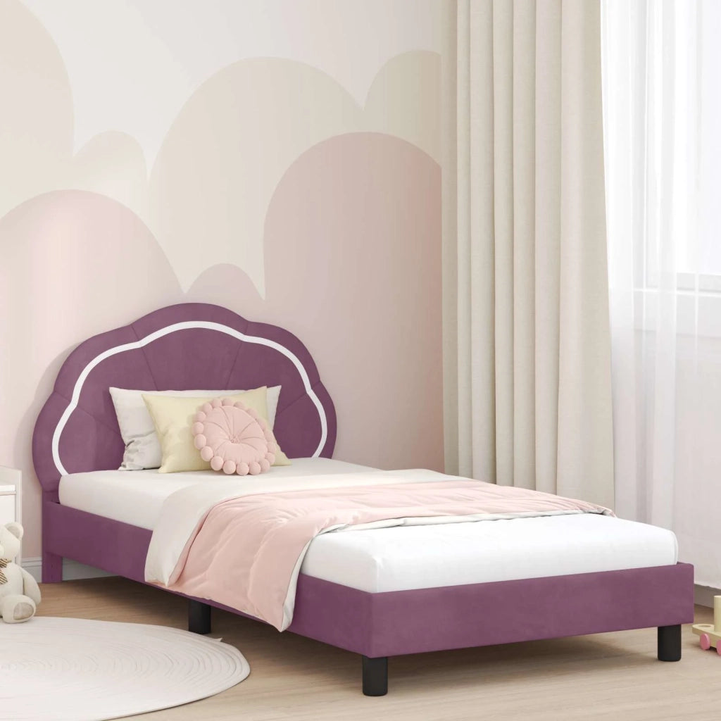 Struttura letto Bambini | Letto Infantile | Lettino con testata Viola 80 x 200 cm Velluto