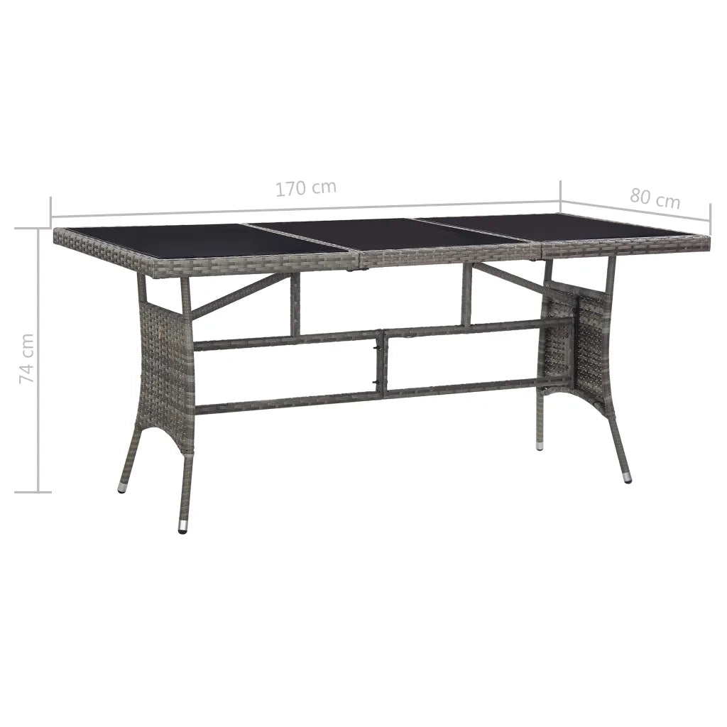 Tavolo da Giardino Grigio 170x80x74 cm in Polyrattan 318717