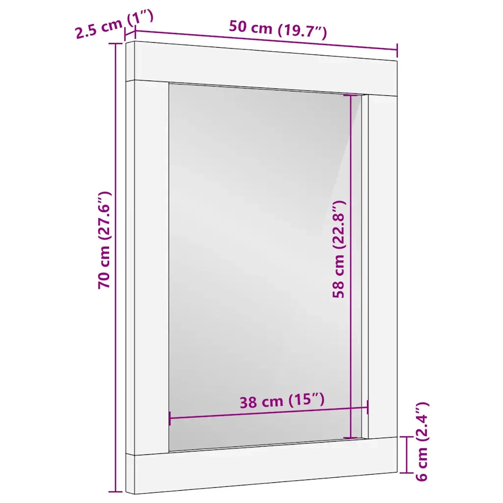 vidaXL Specchio da Bagno 50x2,5x70 cm in Legno Massello di Mango