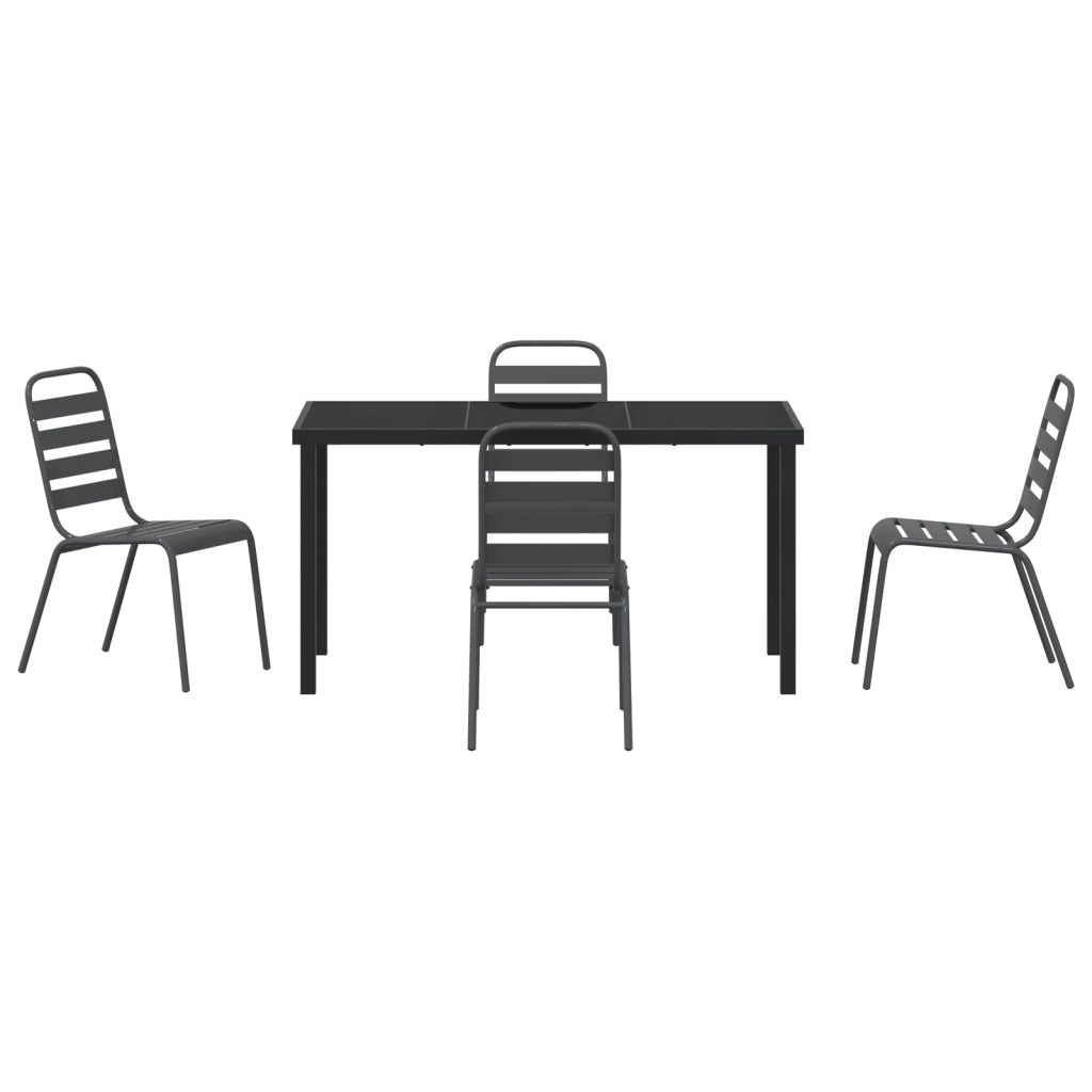 Set da Pranzo Giardino 5 Pezzi Grigio Scuro in Acciaio