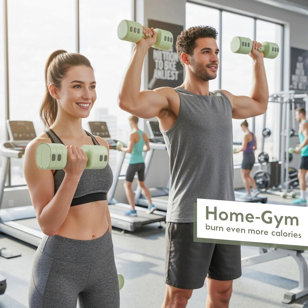 Set di 2 manubri regolabili 2 in 1, per donne e uomini, 4 livelli di peso con adattatore kettlebell, set di manubri per casa (Verde)