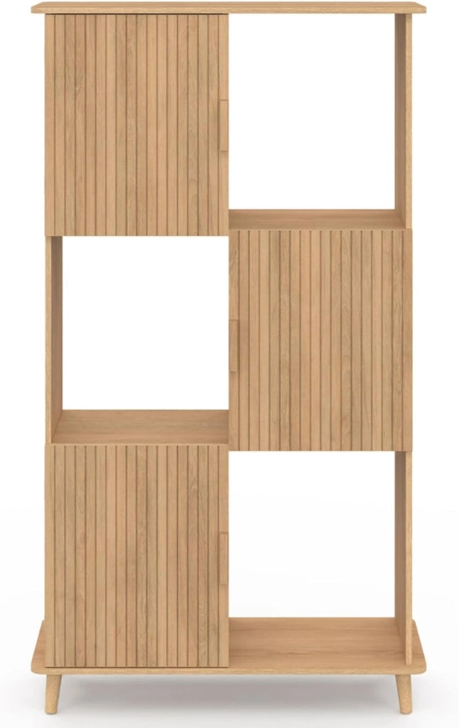 6 ripiani JULIETTE con doghe in legno color rovere e armadietto