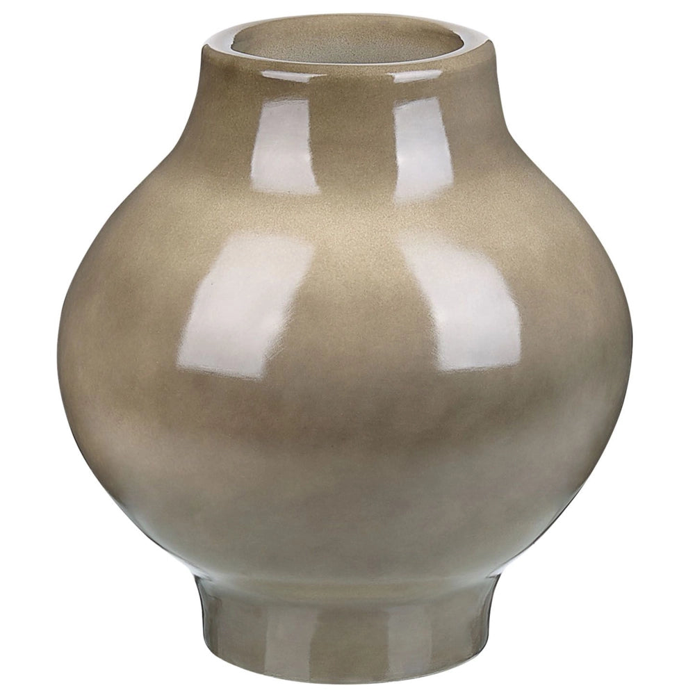 Elegante vaso di terracotta color tortora a forma rotonda 31 cm salotto ingresso moderno