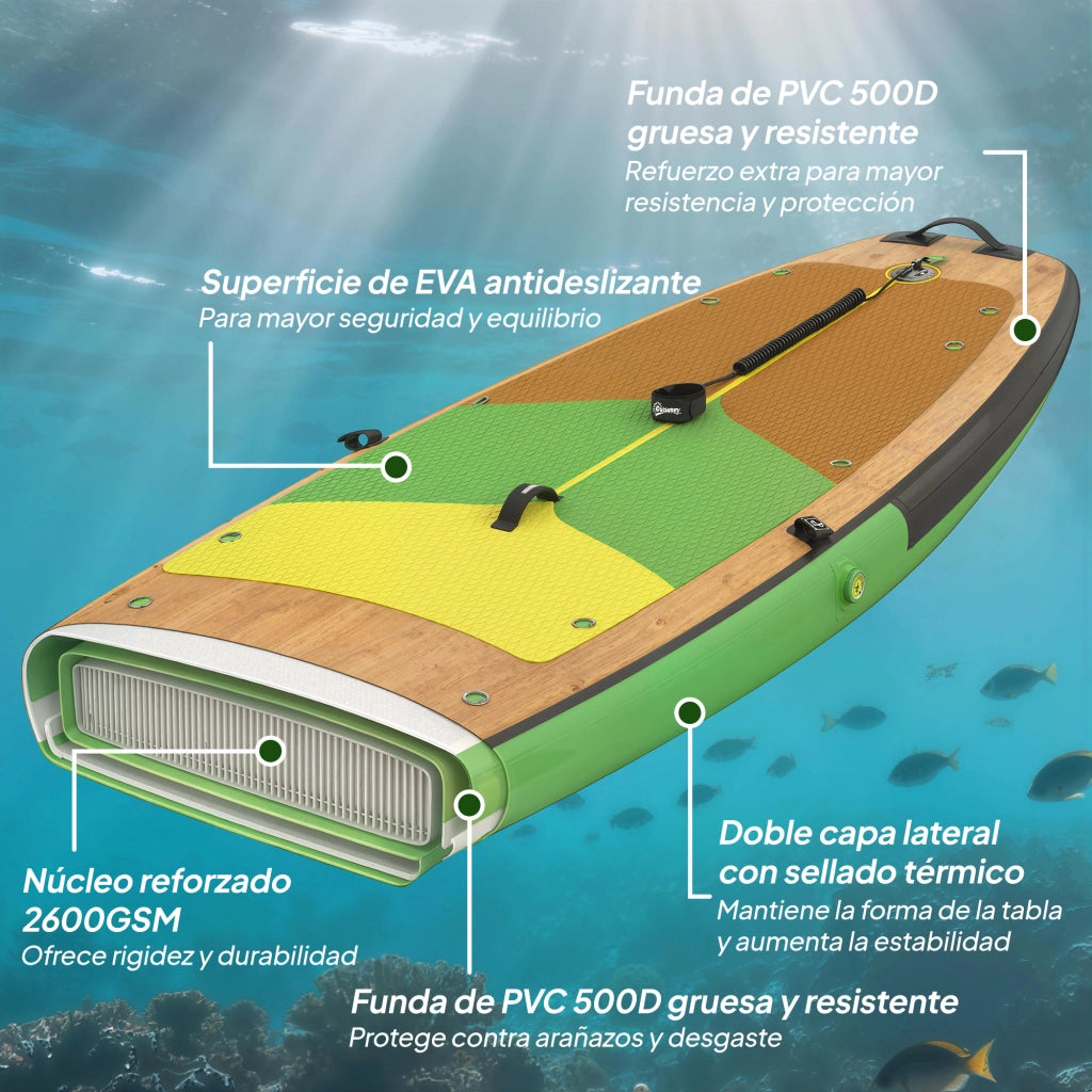 Tavola Paddle Surf Inflabile SUP Extra Largo 335 cm con Sedia Remo Convertibile ¨C zephmum ¨C con Pinne Pompa e Zaino