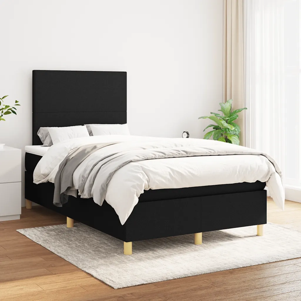 Giroletto a Molle con Materasso Nero 120x190 cm in Tessuto