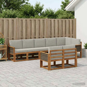 Set di divani da esterno 8 pz Naturale e Grigio Chiaro 3385307
