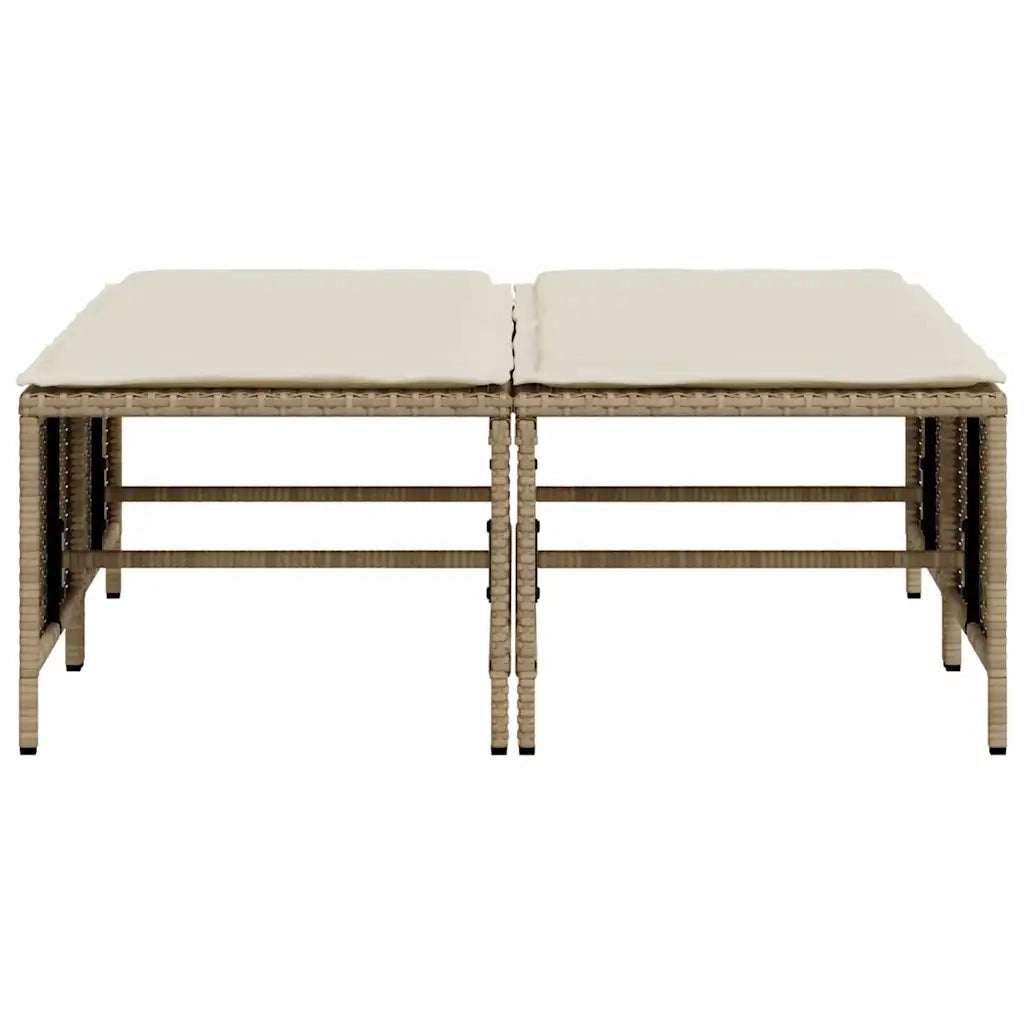 Sgabelli da Giardino con Cuscini 4 pz Beige in Polyrattan