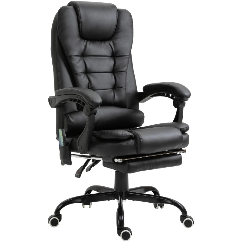Sedia da ufficio massaggiante girevole con poggiapiedi integrato, 67 x 79 x 111-121 cm, nero