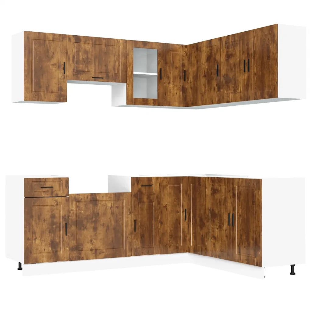 vidaXL Set Mobili da Cucina 11 pz Porto Rovere Fumo in Truciolato