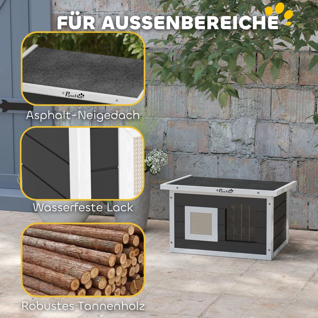 Casetta per Gatti ¨C zephmum ¨C Legno, Grigio, 61x45x36.5 cm