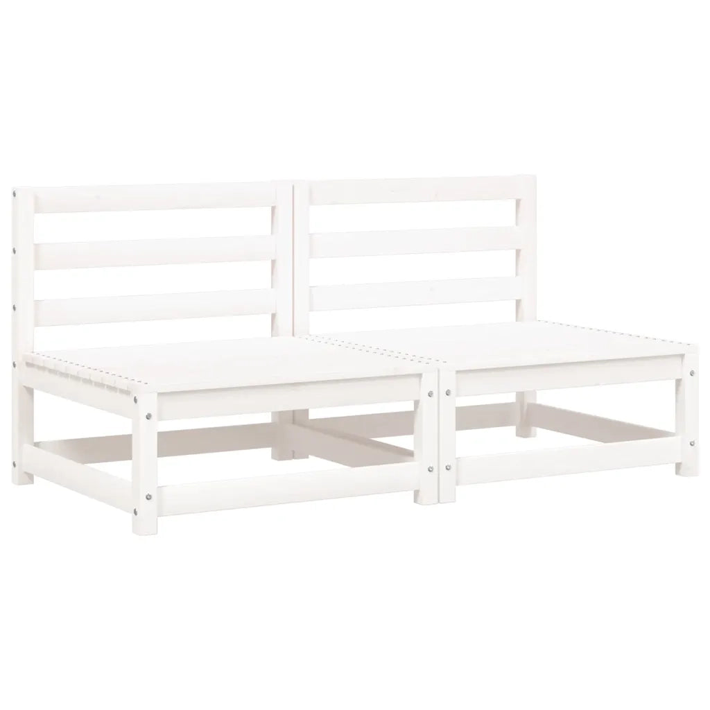 Divani Giardino Senza Braccioli con Cuscini 2 pz Pino Bianco 838087